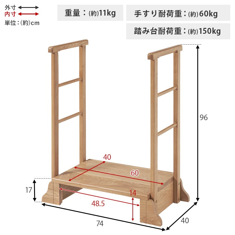 萩原スリーアイ HAGIHARA 手すり付き玄関踏み台(両側手すり) MFD