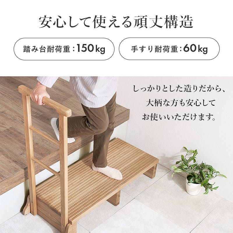 萩原スリーアイ HAGIHARA 手すり付き玄関踏み台(片側手すり