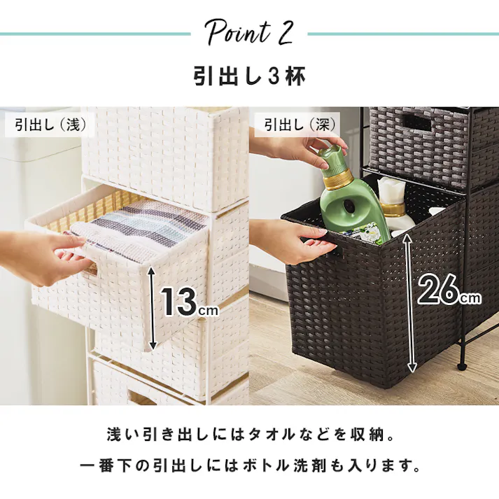 ランドリー RAN-2420WH ホワイト インテリア 家具 収納 収納家具 ランドリー サニタリーチェスト 2101948400【別送品】