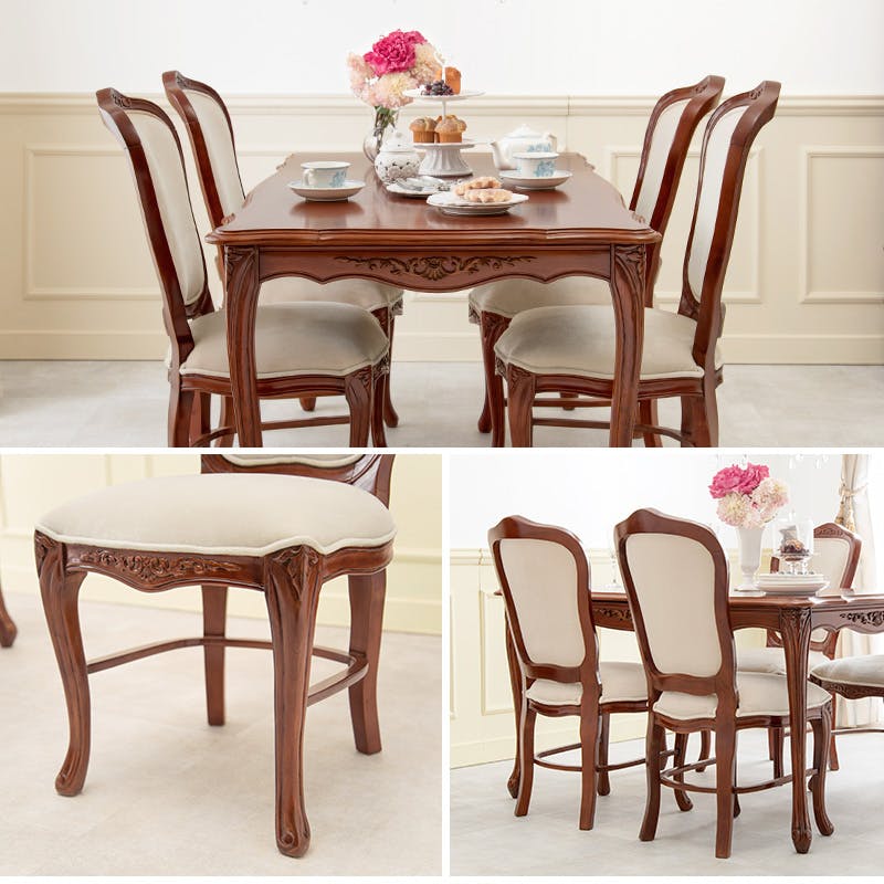 クラシックベージュダイニングチェア 無垢材×ラタンのおしゃれダイニングチェア｜北欧風