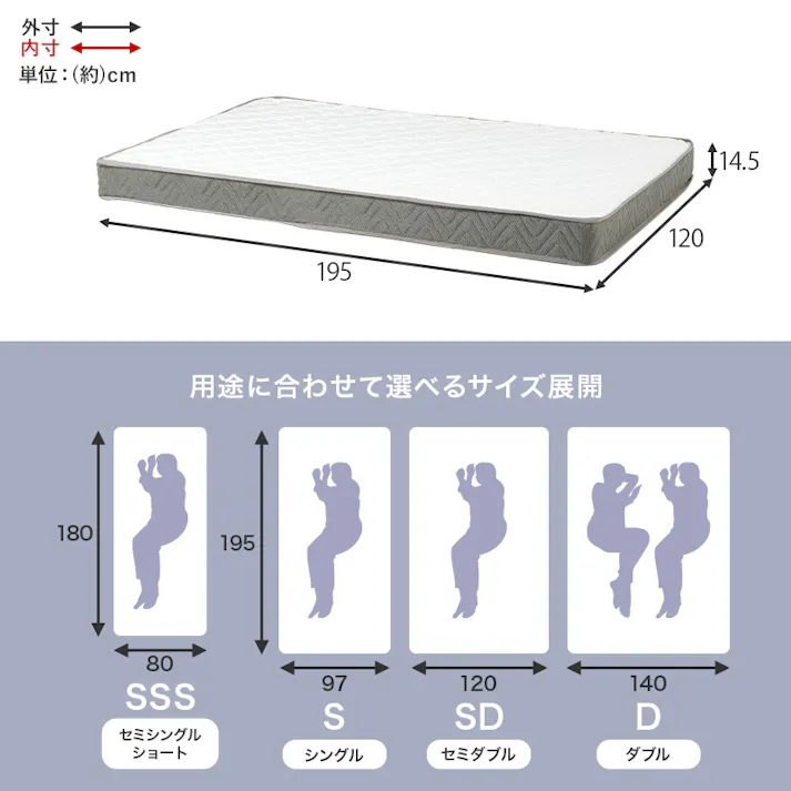 マットレス セミダブル(ボンネル) KM-3301SD インテリア 寝具 収納 マットレス 3000003885【別送品】