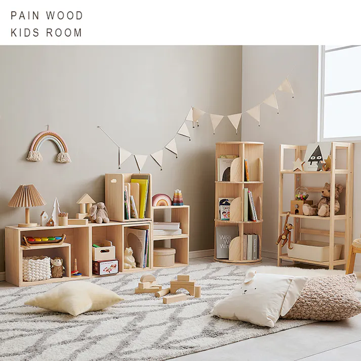 丸回転ラック MUD-6427NA ナチュラル インテリア 家具 収納 収納家具 本棚 ラック カラーボックス 本棚 3000003921【別送品】