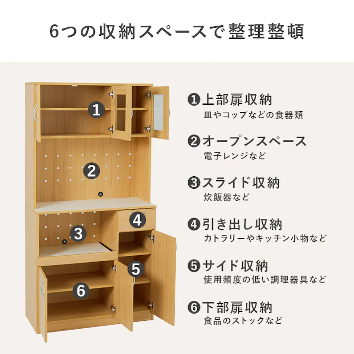 キッチンボード RCC-1904NA ナチュラル インテリア 家具 収納 収納家具 キッチン収納 食器棚 キッチンボード 3000003991【別送品】