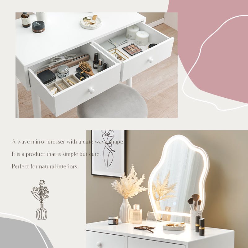 ドレッサー MD-6738WH ホワイト インテリア 家具 収納 収納家具