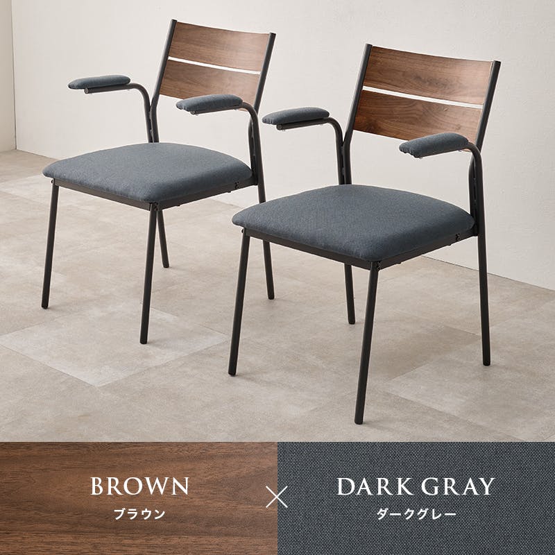 ダイニングチェアー肘付2脚セット LC-3206BR-DGY-2S インテリア 家具