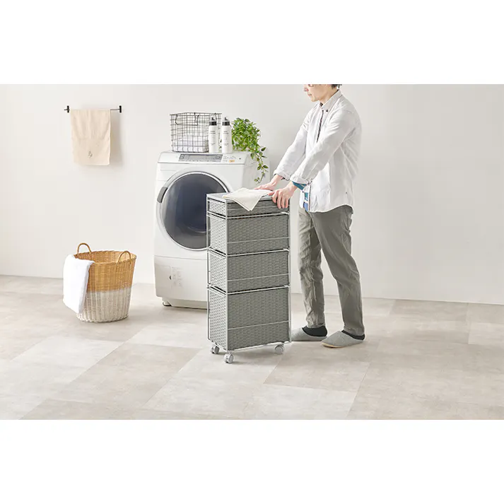 ランドリーチェスト グレー サニタリーチェスト ランドリーラック デッドスペース HAGIHARA 4934257342650【別送品】