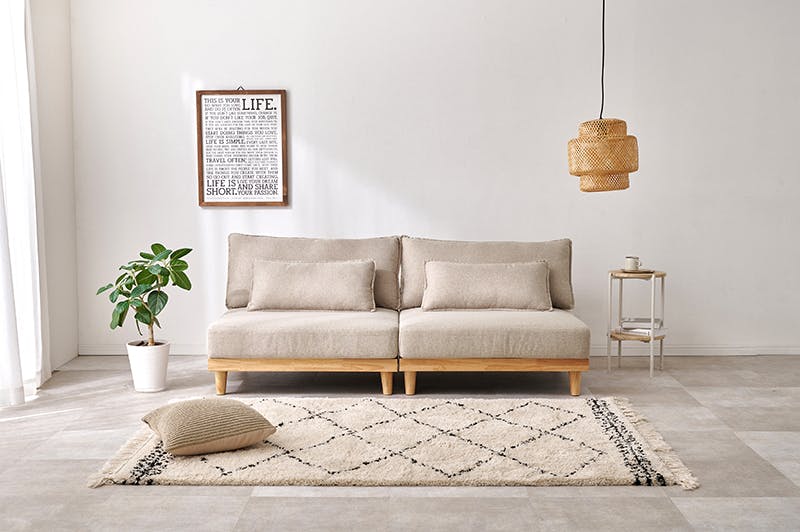 新品　ソファ　ソファー　ソファベッド　ローソファ　フロアソファ　ベージュ ソファ ベージュ フロアソファ 3人掛けソファ ローソファ HAGIHARA