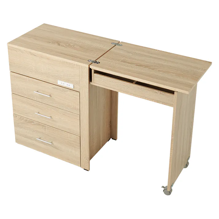 3WAY 収納できるドレッサー ナチュラル 化粧台 鏡台 1面ドレッサー HAGIHARA 4934257348225【別送品】