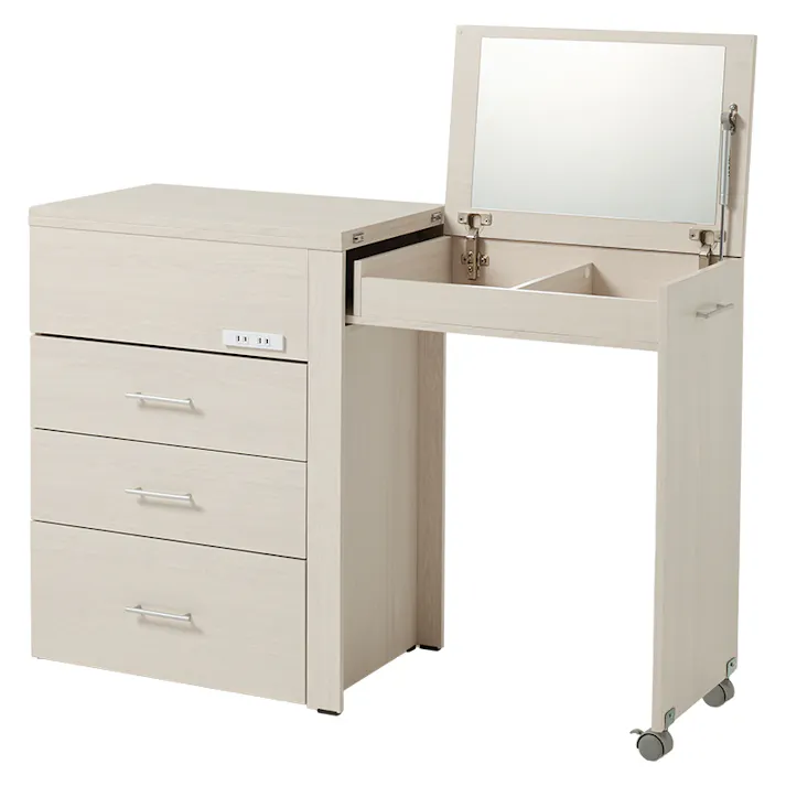 3WAY 収納できるドレッサー ホワイトウォッシュ 化粧台 鏡台 1面ドレッサー HAGIHARA 4934257348232【別送品】