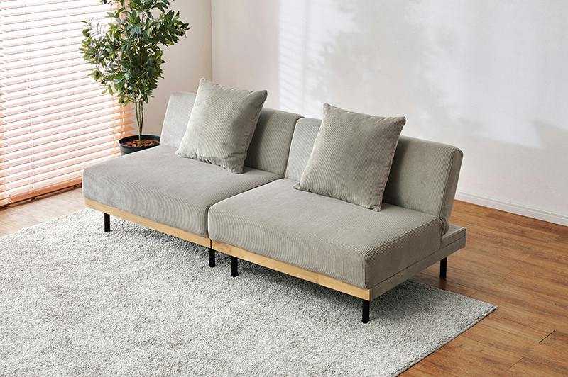 フォロー割【新品】2WEY タイプ　ロー・ハイ兼用　ベンチソファ　ライトグレー 4WAY ソファベッド ライトグレー リクライニングソファ 3人掛けソファ