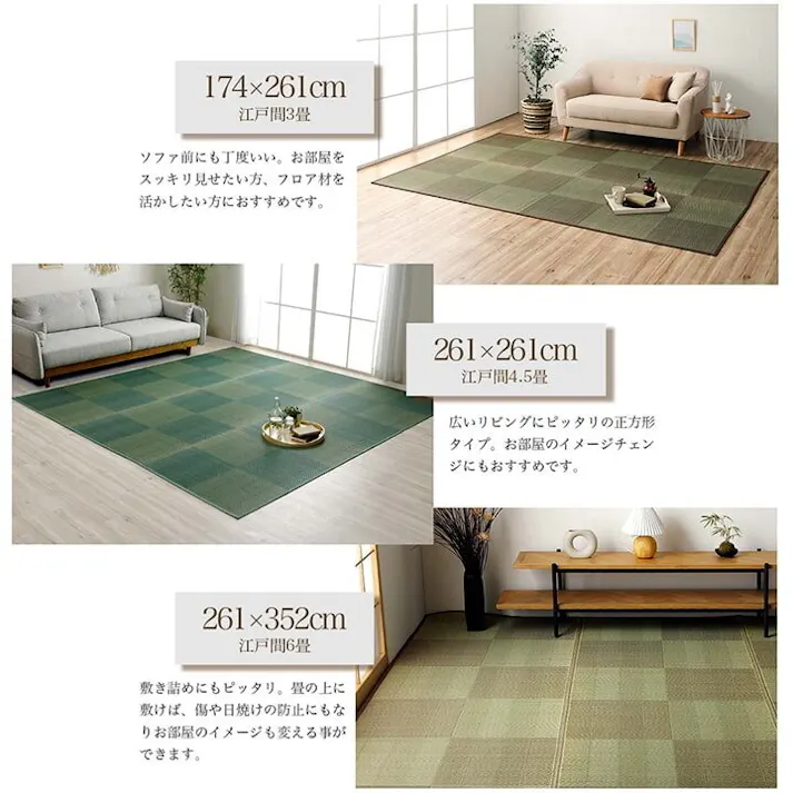 い草花ござ ラグ カーペット ルネ 江戸間3畳 BR 174X261【別送品】