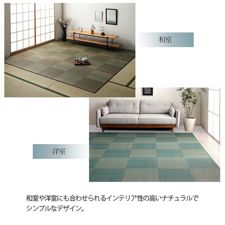 い草花ござ 裏張り ラグ カーペット NDXルネ 江戸間2畳 BL 174X174