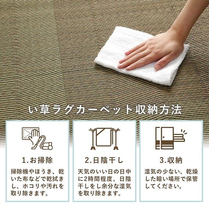 い草花ござ 裏張り ラグ カーペット NDXルネ 江戸間2畳 BL 174X174