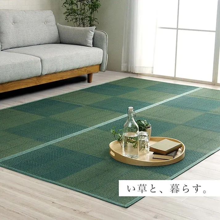 い草花ござ 裏張り ラグ カーペット NDXルネ 江戸間3畳 BL 174X261【別送品】