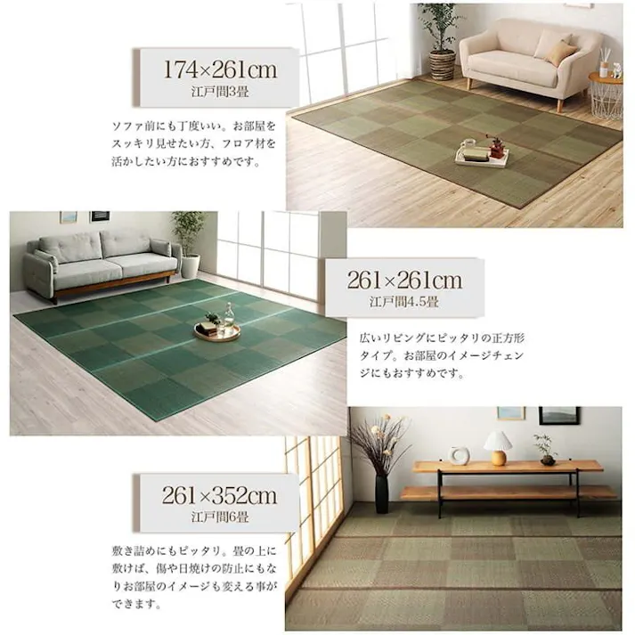 い草花ござ 裏張り ラグ カーペット NDXルネ 江戸間3畳 BR 174X261【別送品】