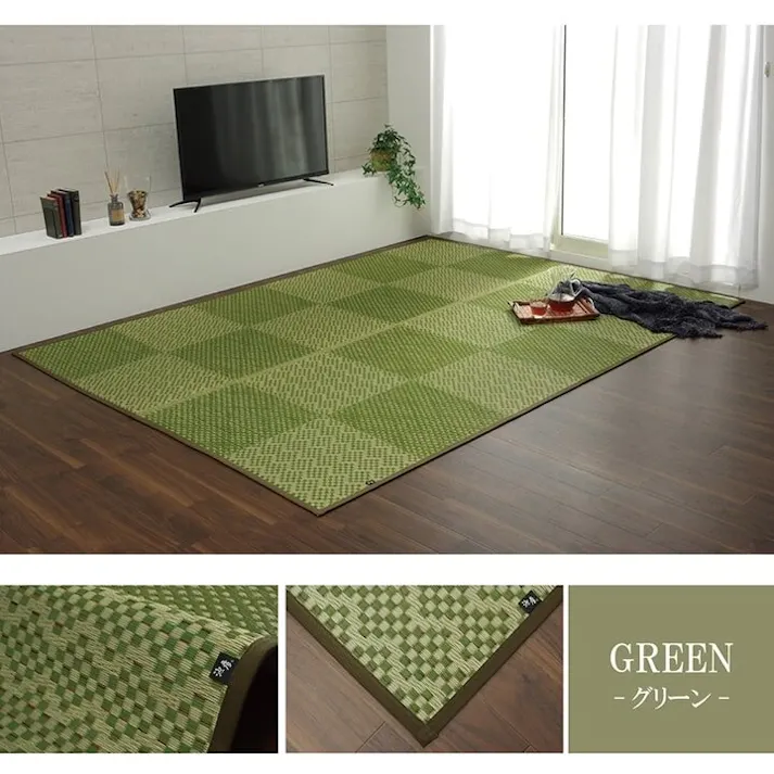 国産い草花ござ ラグ カーペット ラウム 江戸間2畳 GY 174X174【別送品】