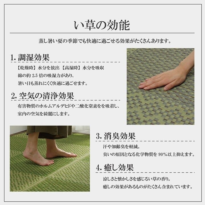 IKEHIKO 国産い草花ござ ラグ カーペット ラウム 江戸間6畳 GY