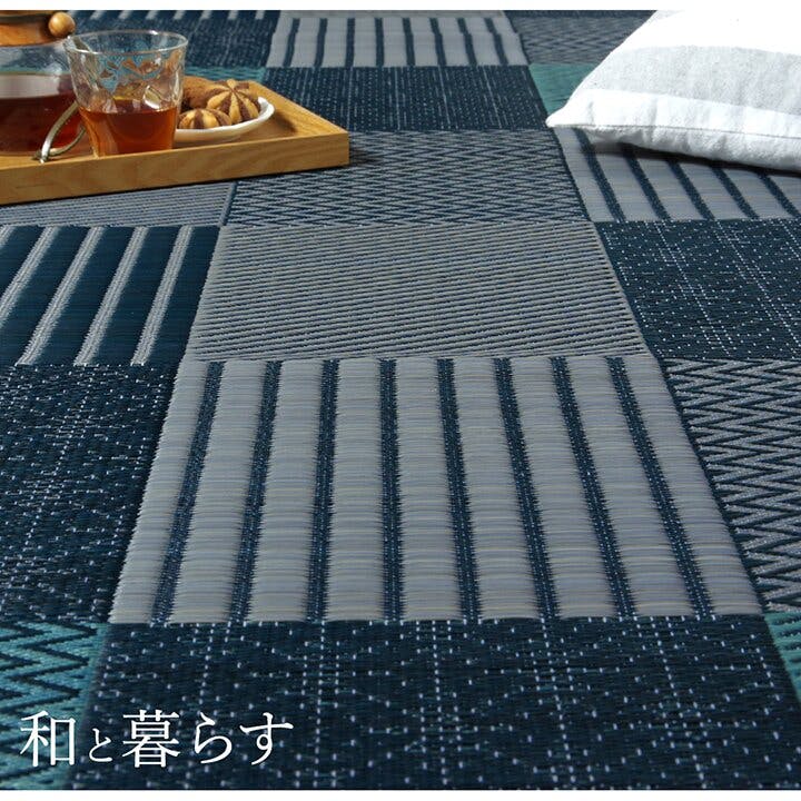 IKEHIKO 国産い草花ござ ラグ カーペット 京刺子 江戸間6畳 BR IKEHIKO 国産い草花ござ ラグ カーペット 京刺子 江戸間6畳 BR
