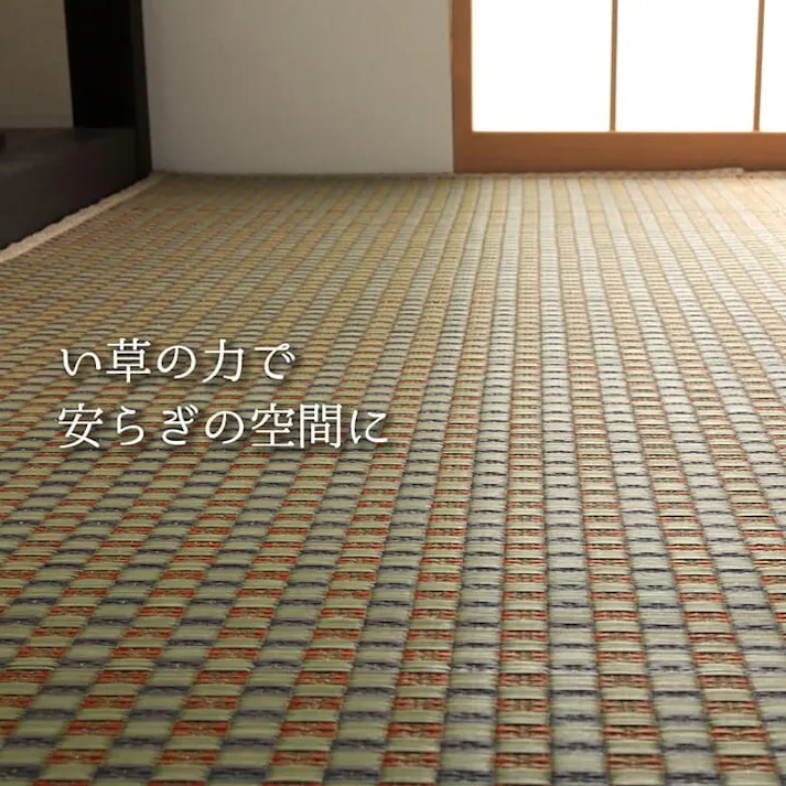 国産い草花ござ ラグ カーペット 西条 江戸間6畳 BE 261X352【別送品】