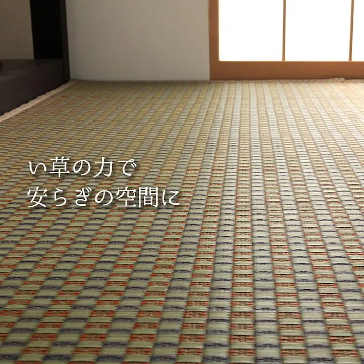 国産い草花ござ ラグ カーペット 西条 江戸間8畳 BE 348X352【別送品】