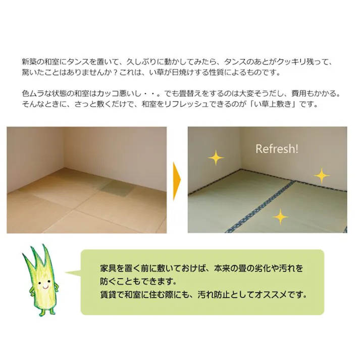 国産い草上敷 カーペット ほほえみ 江戸間3畳 176X261【別送品】