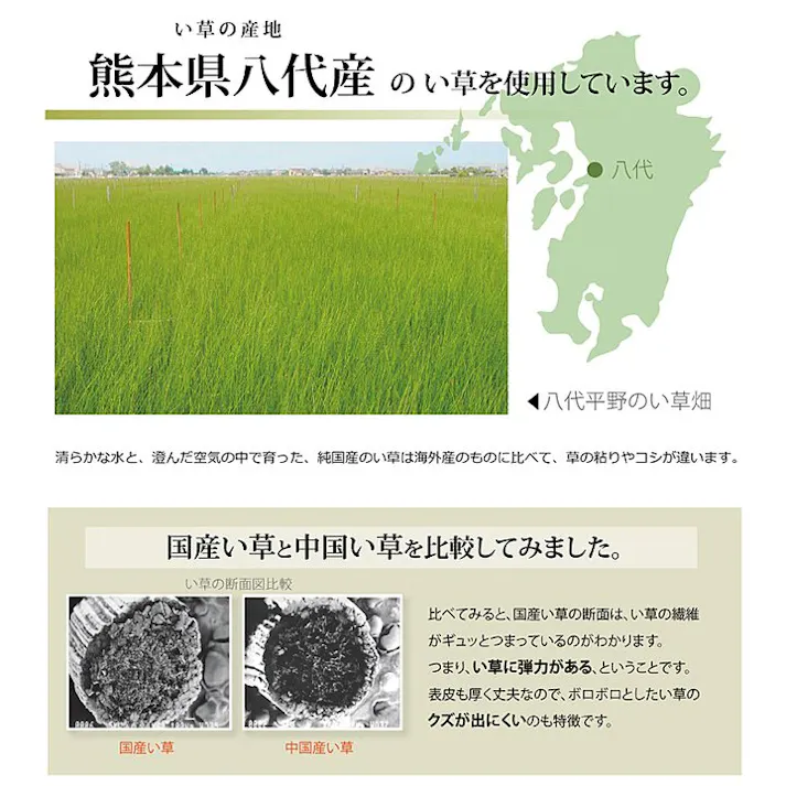 国産い草上敷 カーペット 不知火 ヒバ 団地間2畳 170X170 リフレッシュ香り 丈夫 ずれない【別送品】
