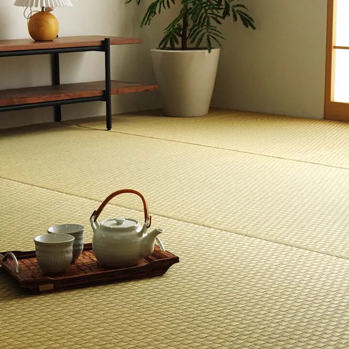国産い草無地ラグ カーペット プレーン 江戸間6畳 261X352 市松柄 ナチュラル オールシーズン【別送品】