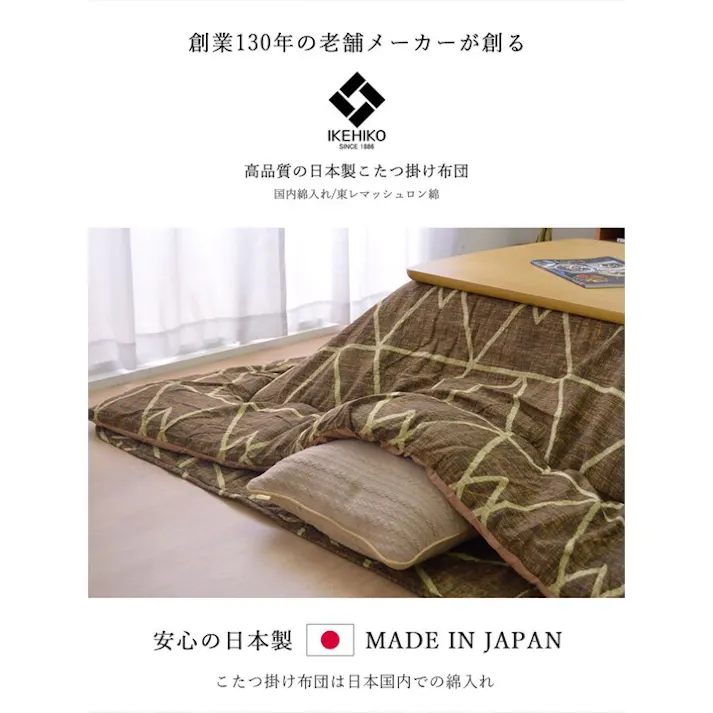 フォルム こたつ布団 正方形 シンプル 幾何柄 掛け敷きセット ブラウン 約190×190cm 節電アイテム 省エネ対策 暖房節約 4550317013324【別送品】