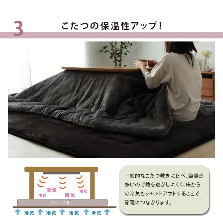 大判ドーク ラグ こたつ敷き布団 正方形 幅広ラグ ブラウン 約220