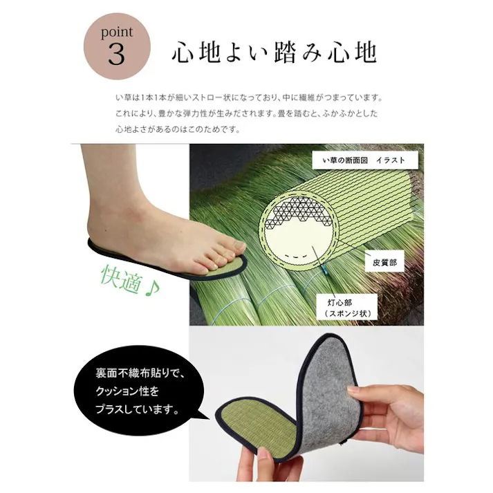 い草インソール インソール ジュニア 消臭 抗菌 ネイビー 約19cm【別送品】