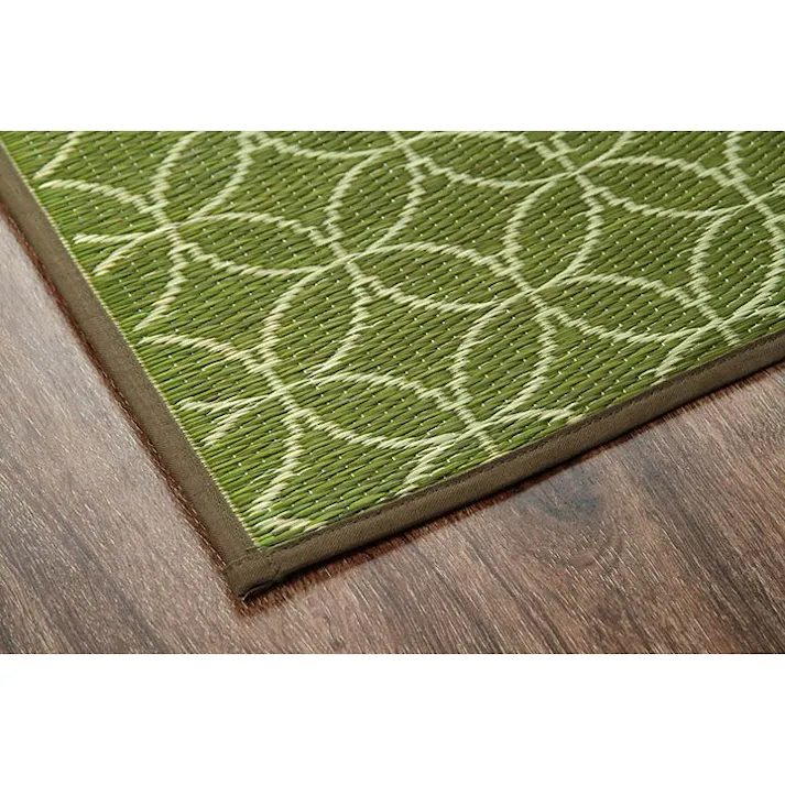 籠目 キッチン マット 270 60cm 幅広タイプ トレンド スタイリッシュ い草 畳 60×270cm イエロー 和 モダン【別送品】