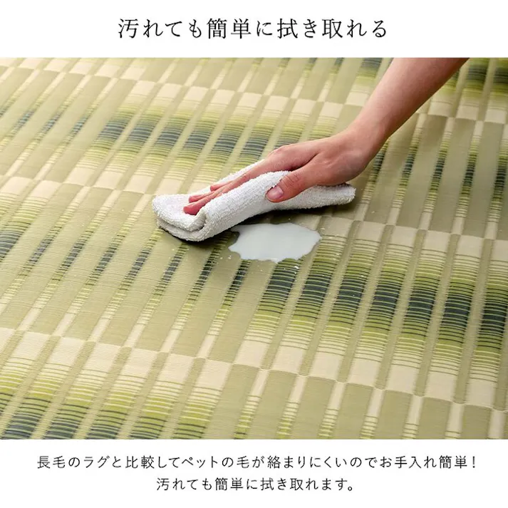 日和 洗える ござ 日本製 国産 カーペット 丈夫 除菌スプレー対応 敷詰 ラグ 敷物 アウトドア レジャー ペット グリーン 江戸間8畳(約348×352cm) 防音対策 夏用 お手入れ簡単 撥水【別送品】