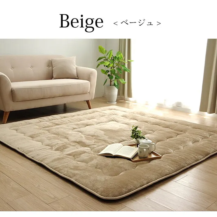 撥水6層フラン ラグ こたつ敷き布団 正方形 撥水 あったか仕様6層タイプ ベージュ 約190×190cm 防音対策 4550317069994【別送品】