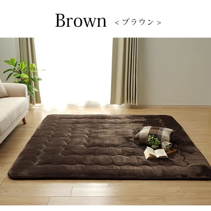 撥水6層フラン ラグ こたつ敷き布団 正方形 撥水 あったか仕様6層タイプ ベージュ 約190×190cm 防音対策 4550317069994【別送品】