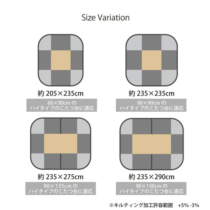 バラン こたつ布団 洗える 長方形 ハイタイプ シンプル ツイード調 グレー 約235×235cm 節電アイテム 省エネ対策 暖房節約 4550317073892【別送品】