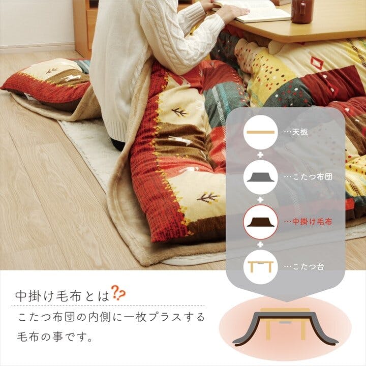 アクリル中掛（フラット） (I) こたつ布団用 中掛け毛布 洗える 長方形 アクリル 約200×240cm ブラウン アクリル中掛(フラット) こたつ布団用 中掛け毛布 洗える 長方形