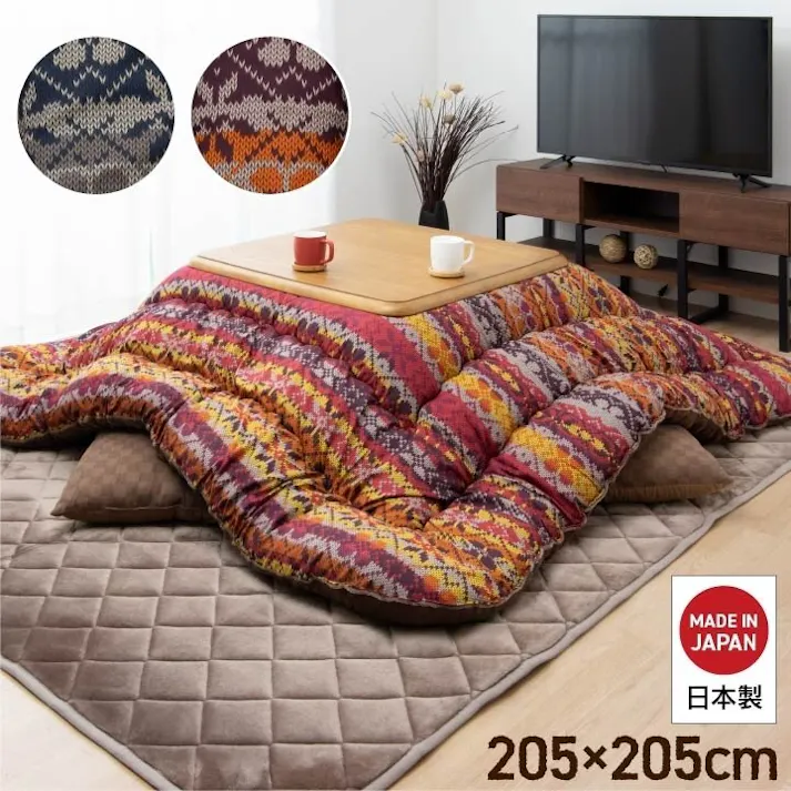 ハノール こたつ布団 国産 正方形 軽い なめらか フランネル オレンジ 約205×205cm 節電アイテム 省エネ対策 暖房節約 4550317079818【別送品】