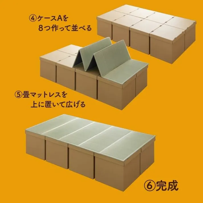 防災段ボール畳ベッド 防災 避難 備え ユニット 畳 ベッド 段ボール シングル 約100×200cm 5連 ベッド災害用 組立簡単 安いエコ【別送品】