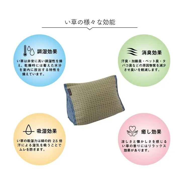 クリア クッション くつろぎ い草 抗菌防臭 シンプル 小林製薬コバガード使用 約40×30×20cm ブルー リビングインテリア 快適アイテム おしゃれ雑貨【別送品】