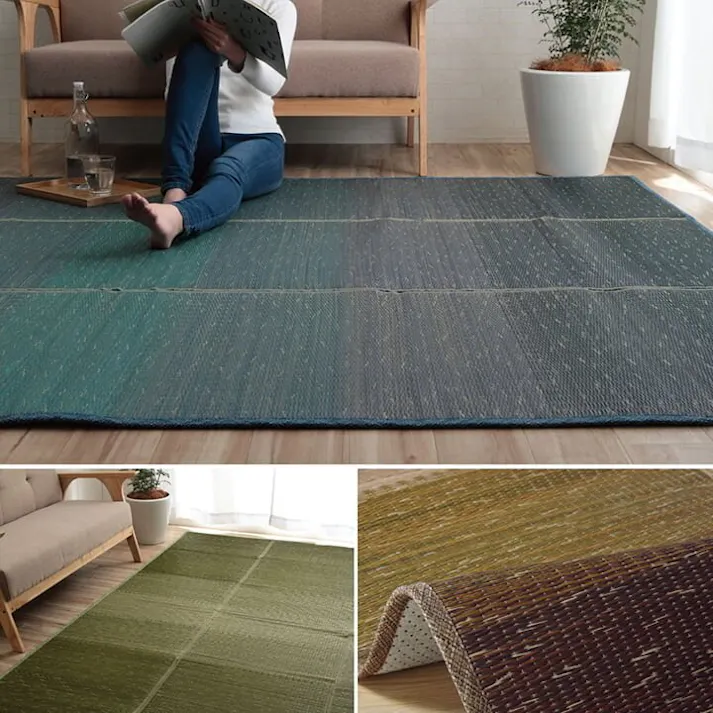 クリア ラグ 小林製薬 持続性抗菌剤 KOBA-GUARD 制菌 抗菌防臭 滑り止め ウレタン 不織布 夏 い草 グラデーション オレンジ 約126×190cm 防音対策【別送品】