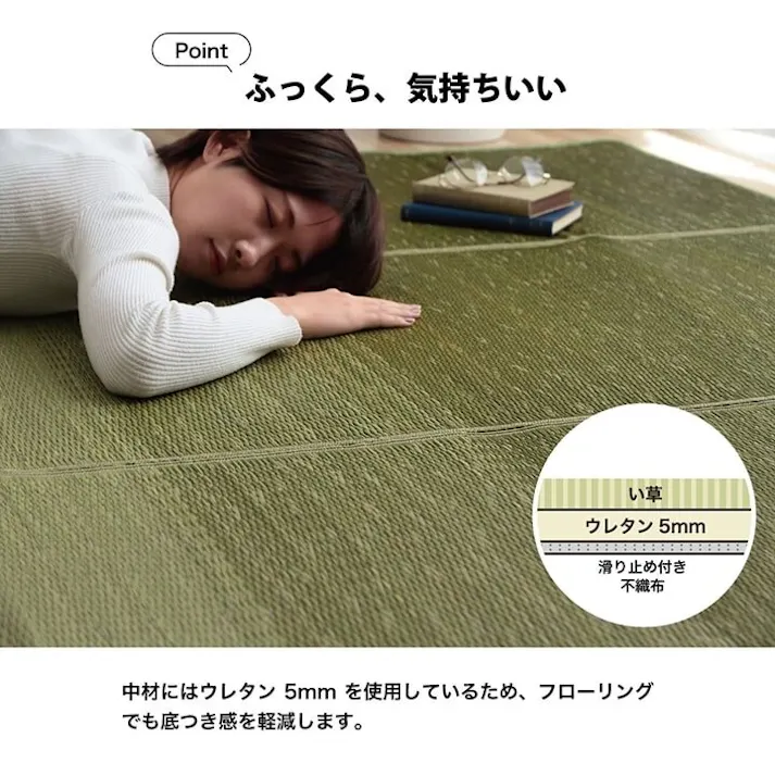 クリア ラグ 小林製薬 持続性抗菌剤 KOBA-GUARD 制菌 抗菌防臭 滑り止め ウレタン 不織布 夏 い草 グラデーション オレンジ 約190×190cm 防音対策【別送品】