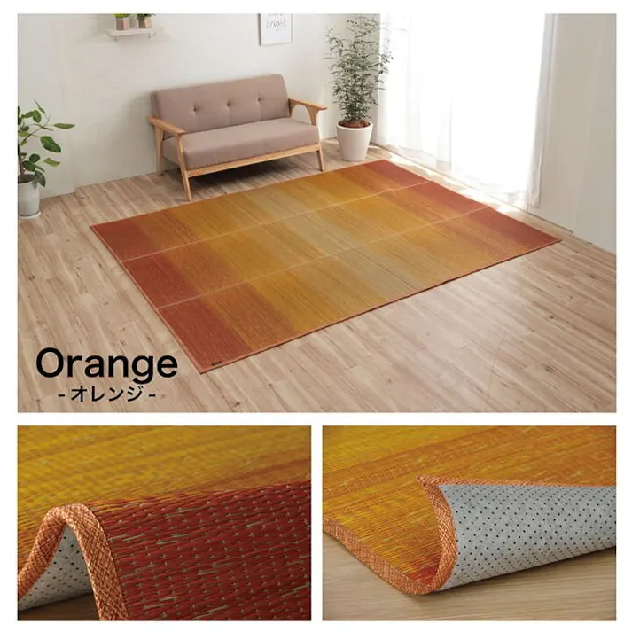 クリア ラグ 小林製薬 持続性抗菌剤 KOBA-GUARD 制菌 抗菌防臭 滑り止め 不織布 夏 い草 グラデーション グリーン 約190×190cm 防音対策【別送品】