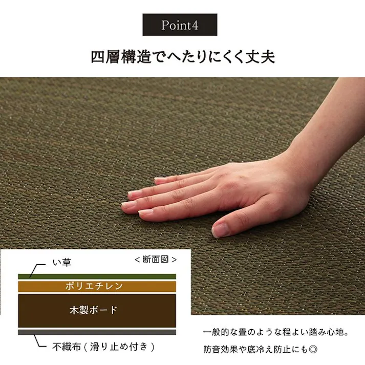 美畳 い草 置き畳 ユニット畳 システム畳 無地調 シンプル モダン シック 空間 消臭 縁無し お手入れ簡単 裏面滑り止め 収納便利 約70×70×1.5cm 4枚組 グレー 防音対策【別送品】