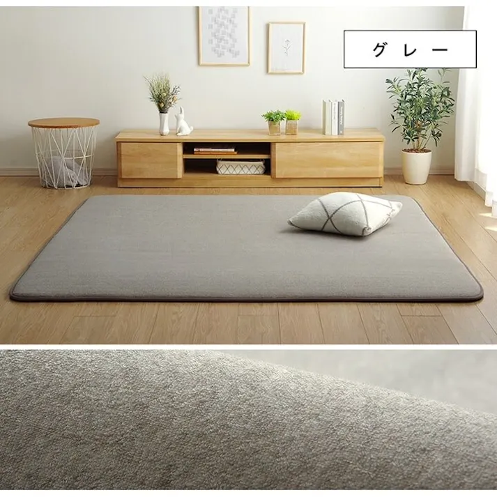 SARARI ラグ 正方形 滑りにくい 防音 ボリューム 厚い へたりにくい パイル地 無地 ベージュ 約185×185cm 約2畳 ホットカーペット対応 床暖房対応 防音対策【別送品】