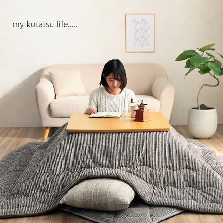 グランド こたつ布団 長方形 無地 コーデュロイ調 抗菌防臭 ネイビー 約205×245cm 節電アイテム 省エネ対策 暖房節約 4550317200106【別送品】