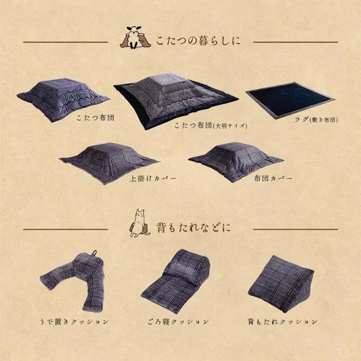 カリス こたつ布団 正方形 単品 カジュアル チェック柄 撥水 ネイビー 約190×190cm 節電アイテム 省エネ対策 暖房節約 4550317200786【別送品】