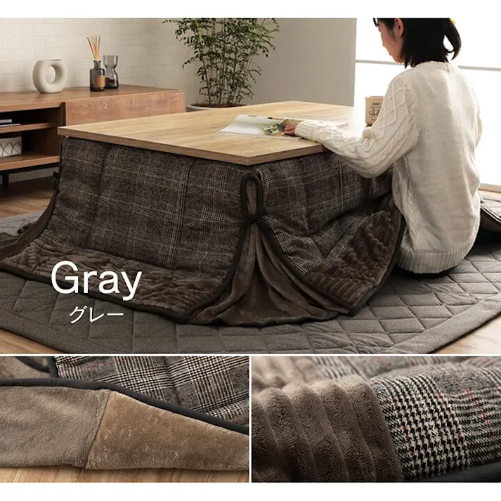 バラン 省スペース こたつ布団 長方形 チェック柄 ブラウン 約180×220cm 節電アイテム 省エネ対策 暖房節約【別送品】