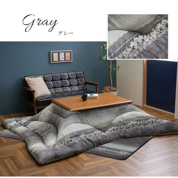 ルピア こたつ布団 単品 ふっくら 日本製 エレガンス 高級感 グレー 正方形 約205×205cm 節電アイテム 省エネ対策 暖房節約 4550317218798【別送品】