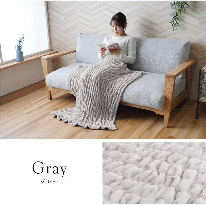 シュクル 寝具 ひざ掛け フランネル 肌触りなめらか ボリューム あったか 洗える 清潔 70×120cm アイボリー【別送品】
