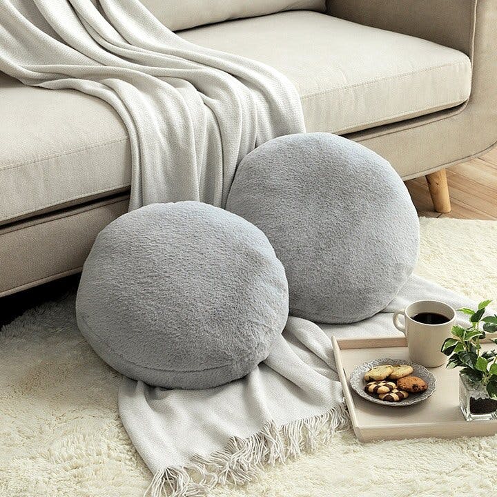 SI ambient lounge グレー ファー 円形クッション SI ambient lounge グレー ファー 円形クッション 公式